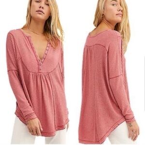 EUC Free People Wild Rose Leo Henley Top Size XS
